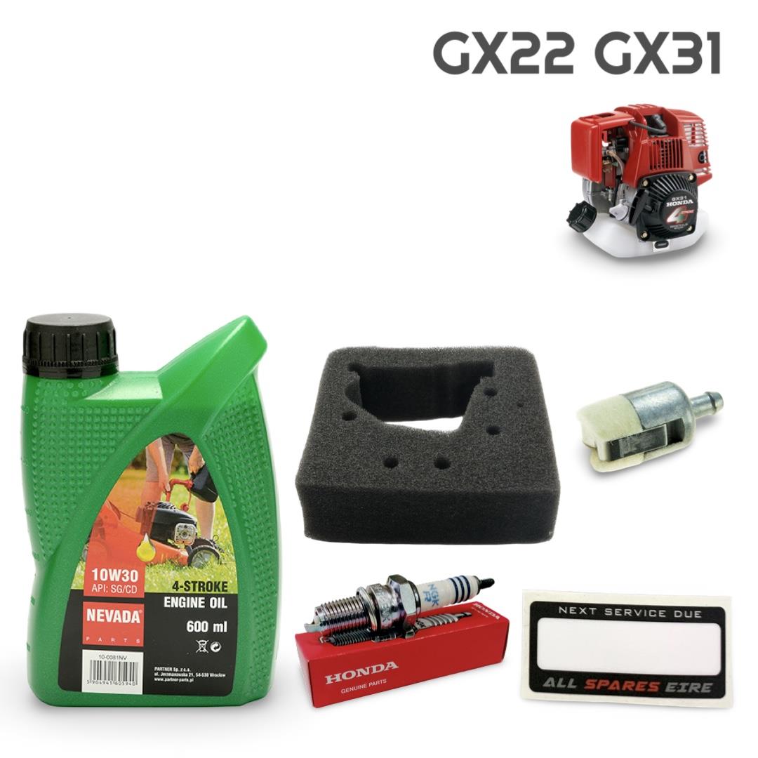 HONDA GX22 GX31 SERVICE KIT BRUSHCUTTER AIR, FUEL FILTER, OIL, PLUG