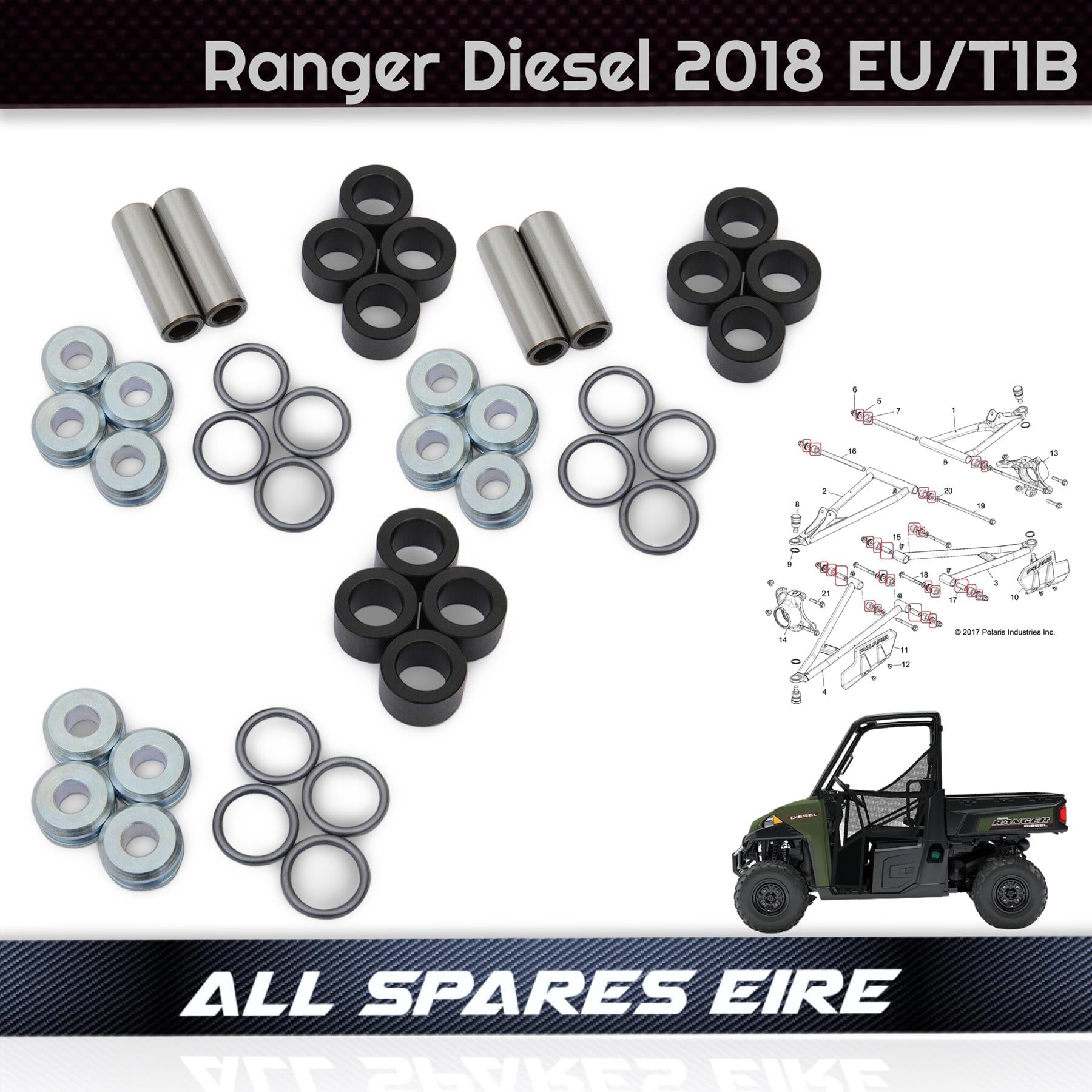 POLARIS RANGER 1000D DIESEL FRONT A-ARM BUSHING KIT 2018 ONLY