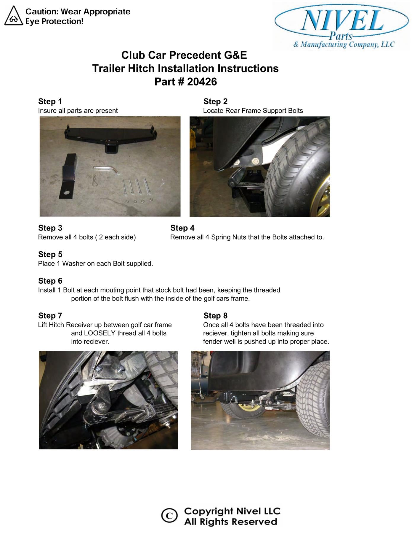 CLUB CAR PRECEDENT REAR TRAILER TOW HITCH GOLF CART BUGGY 2004 & UP