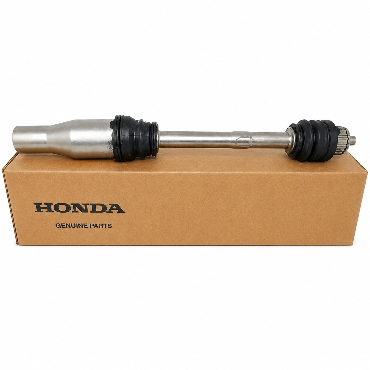 A Honda genuine parts prop shaft resting on its brown cardboard packaging box