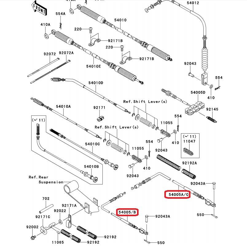 Kawasaki Mule Parking Hand Brake Cables KAF620 KAF950 2510 3010 4010