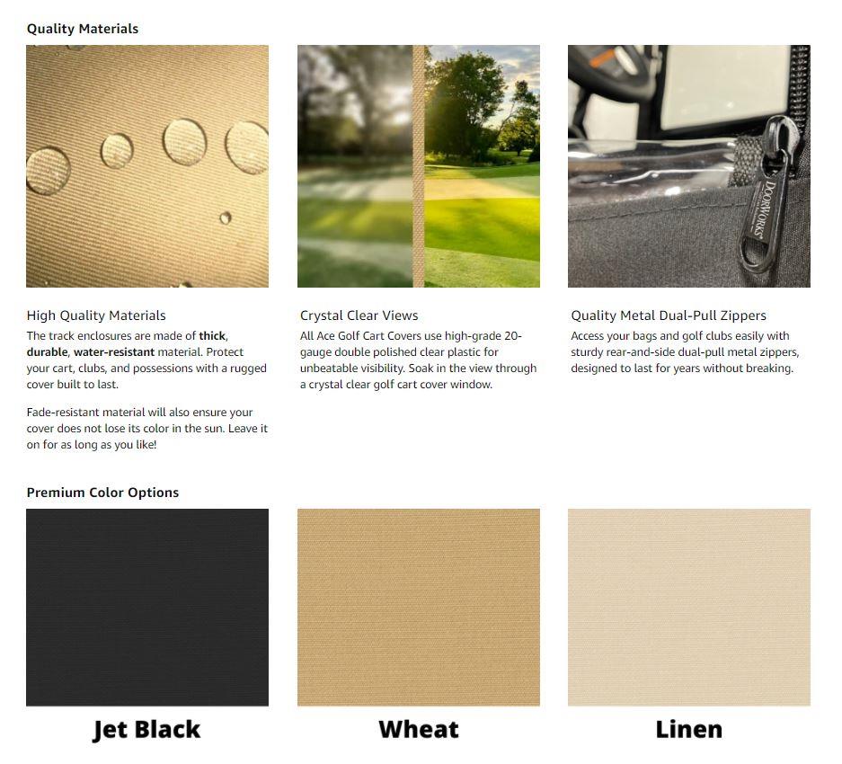 YAMAHA 3 SIDED CUSTOM FIT GOLF BUGGY DOORWORKS™ USA COVER ENCLOSURE