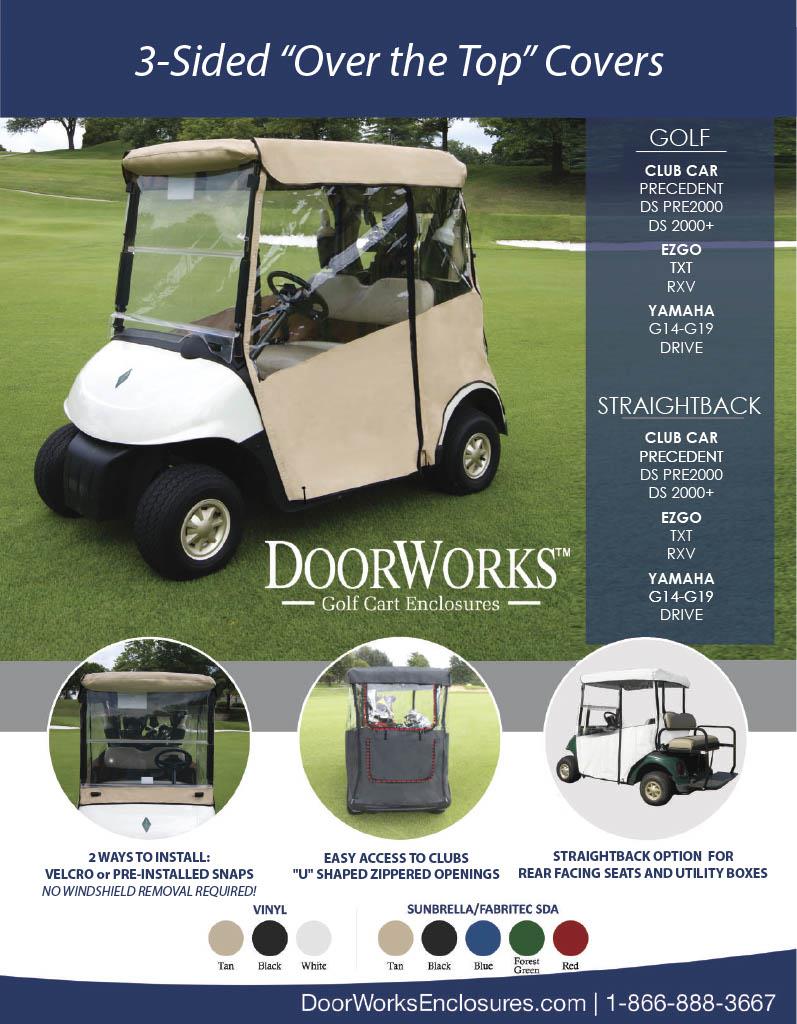 YAMAHA 3 SIDED CUSTOM FIT GOLF BUGGY DOORWORKS™ USA COVER ENCLOSURE