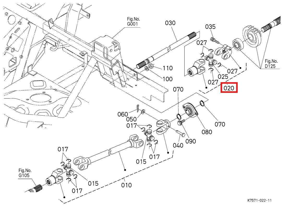 Kubota RTV900 Prop Shaft Universal U Joint & Yoke Assembly (2006-2009)