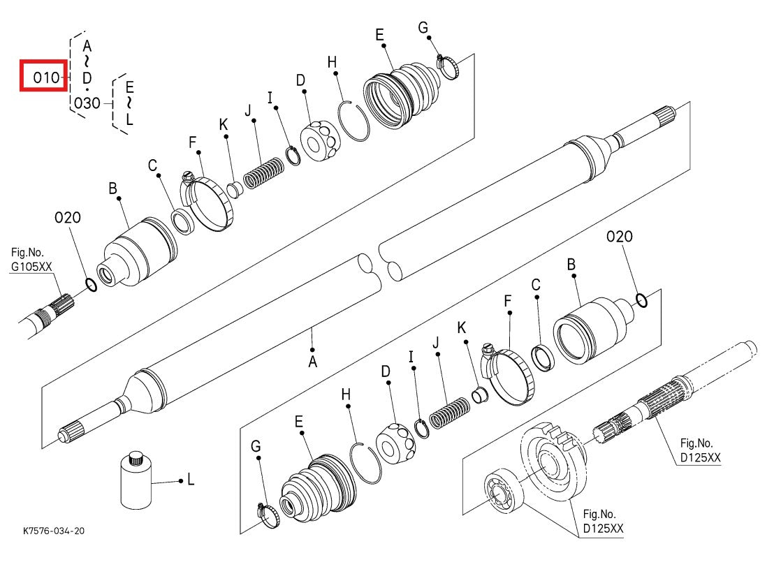 Kubota RTV900 Front Prop Shaft CV Assembly (2009-2015)