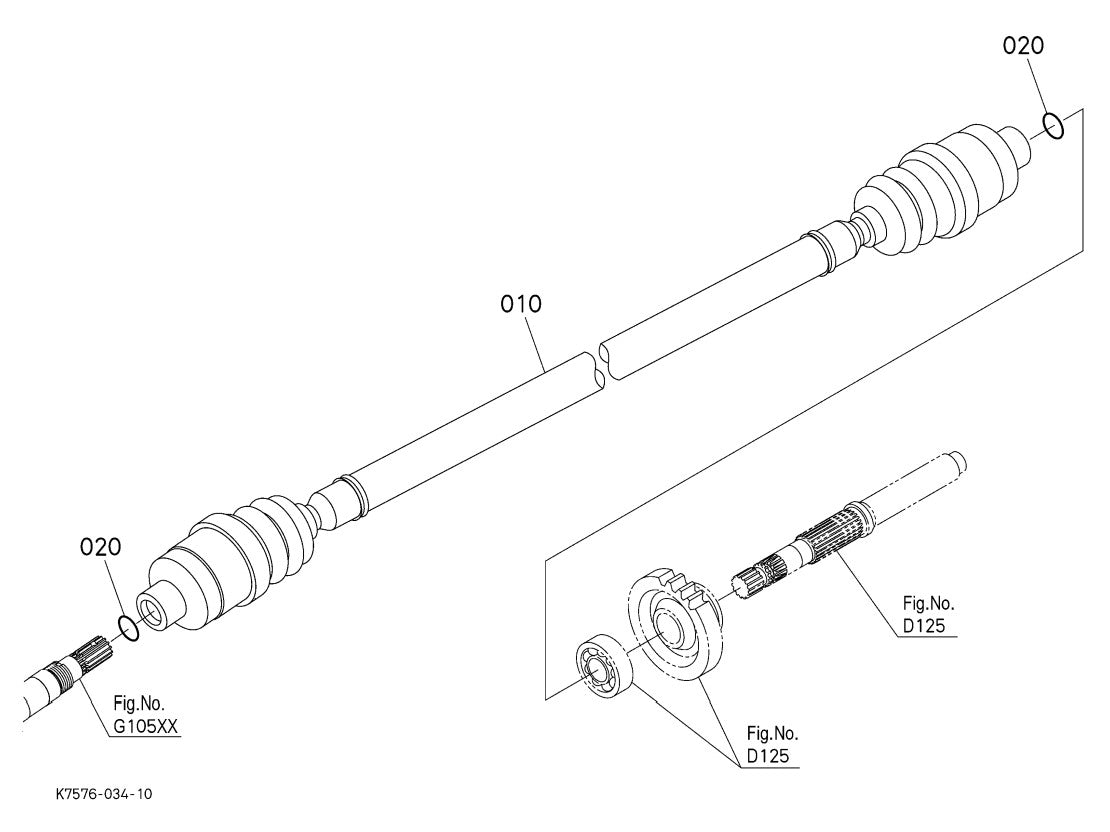 Kubota RTV900 Front Prop Shaft CV Assembly (2009-2015)