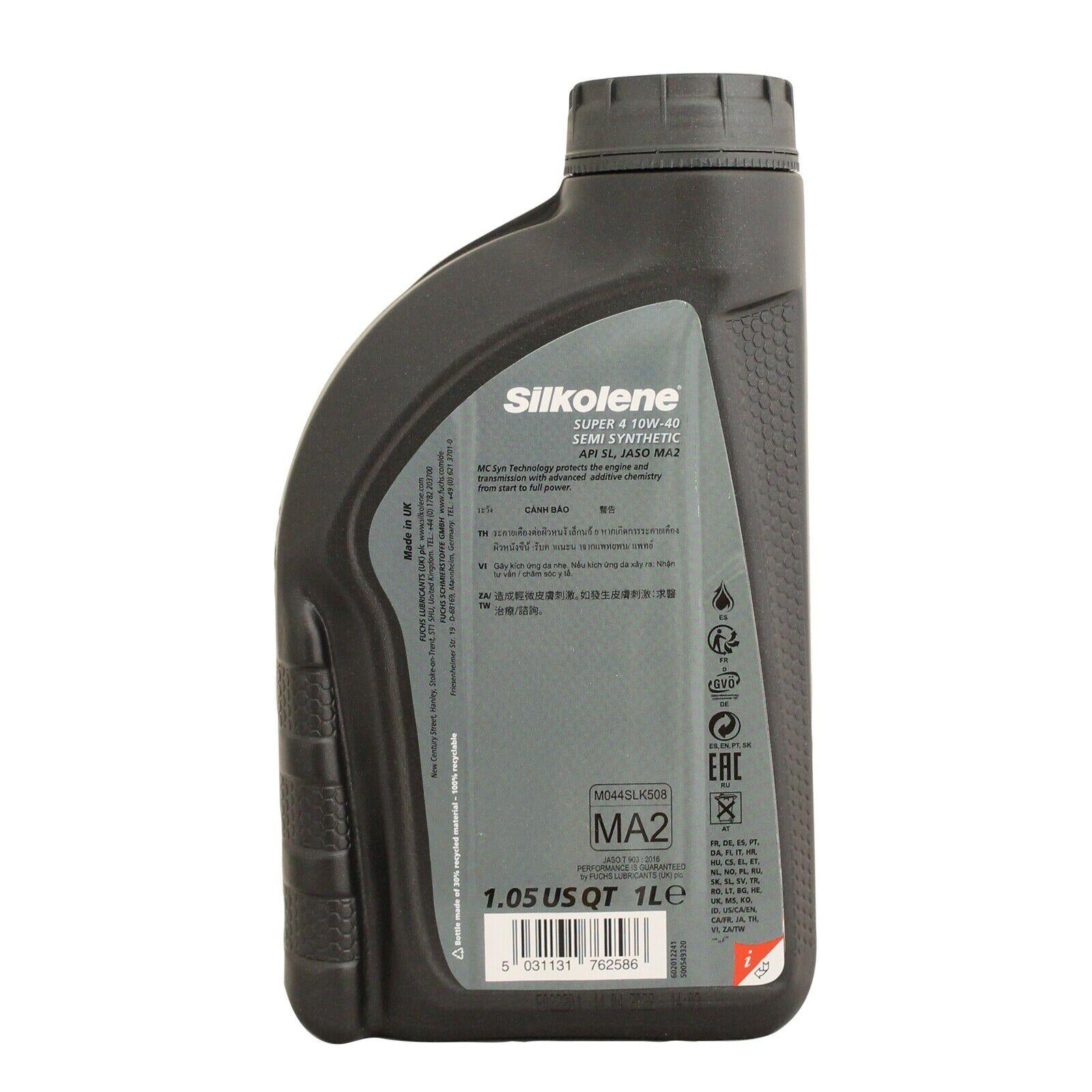SILKOLENE SUPER 4 10W40 SEMI SYNTHETIC ESTER BASED 4T ENGINE OIL 1 L