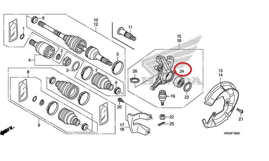 Honda TRX420 TRX500 TRX520 Front Wheel Knuckle Hub Bearing (2014-2026)