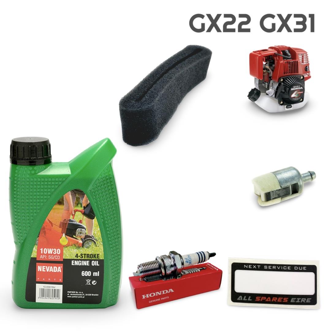 HONDA GX22 GX31 SERVICE KIT BRUSHCUTTER AIR, FUEL FILTER, OIL, PLUG