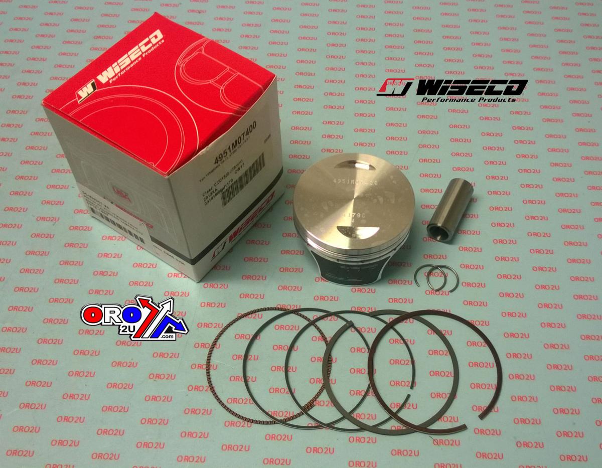 PISTON KIT 74.00 CR 9.5:1 YFM250RX 08-13, XT250 13-19, WISECO 4951M07400 YAMAHA ATV
