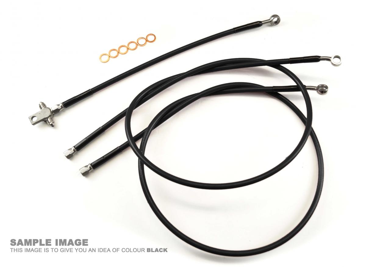 HOSE FRONT BRAKE BLACK / CARBON YAMAHA 06-08 RAPTOR 700 + 2'' / MADE TO ORDER