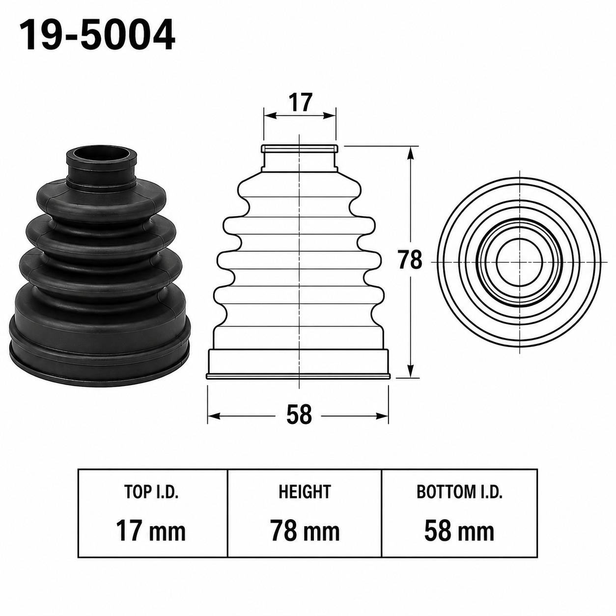 Front Drive Shaft Axle Inner CV Boot Kit Kubota RTV900 2004-2009.5