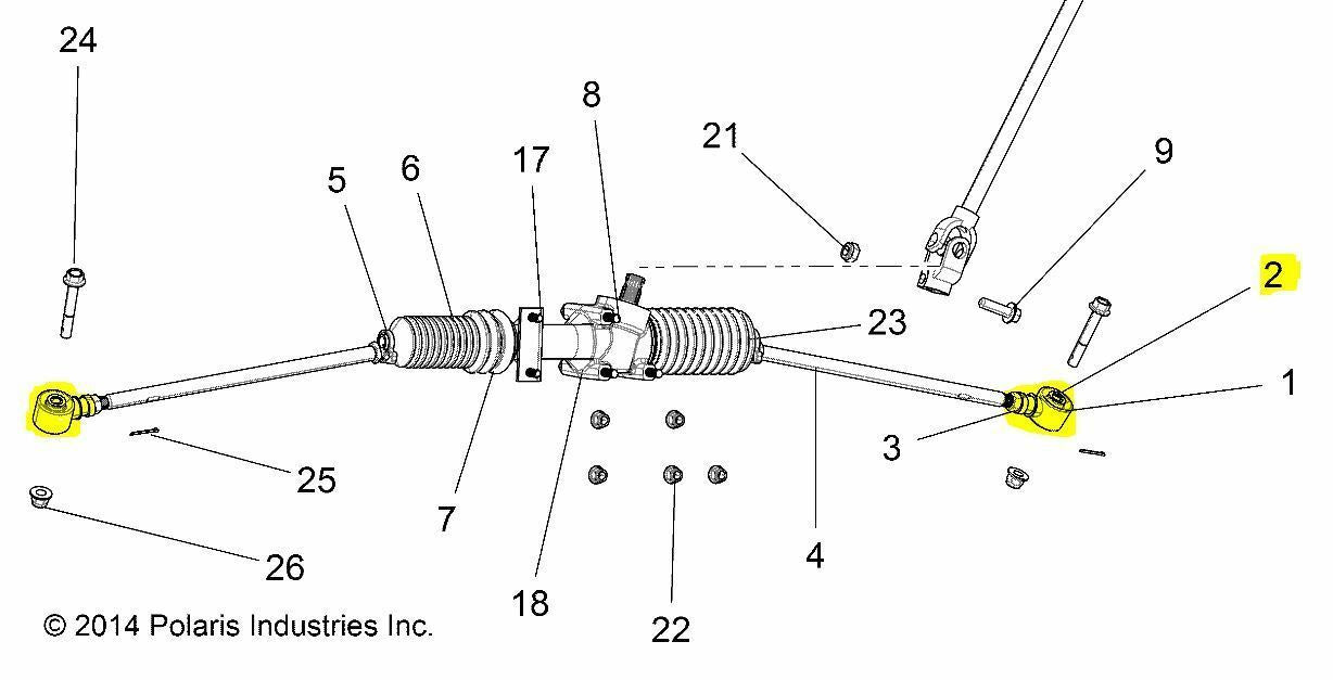 POLARIS RANGER DIESEL STEERING TIE TRACK ROD END KIT 900D & 1000D