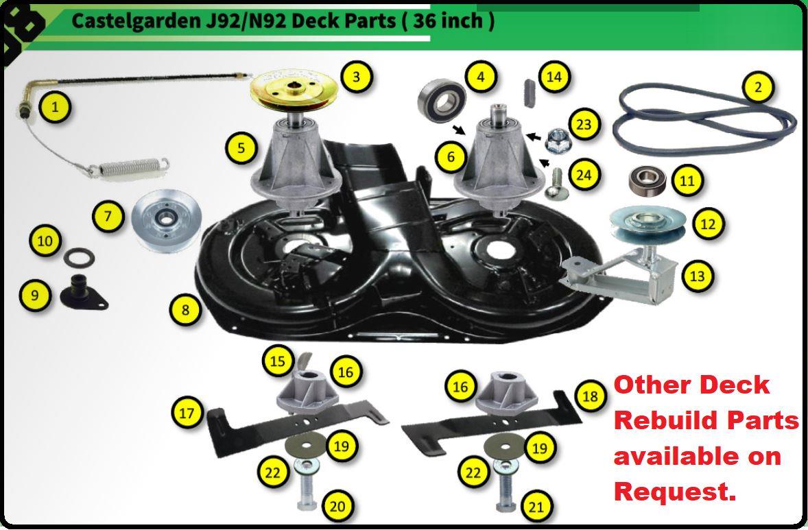 DECK SHELL 36" 92 FOR JOHN DEERE LR135, 92-13H, 1336HR RIDE ON MOWERS