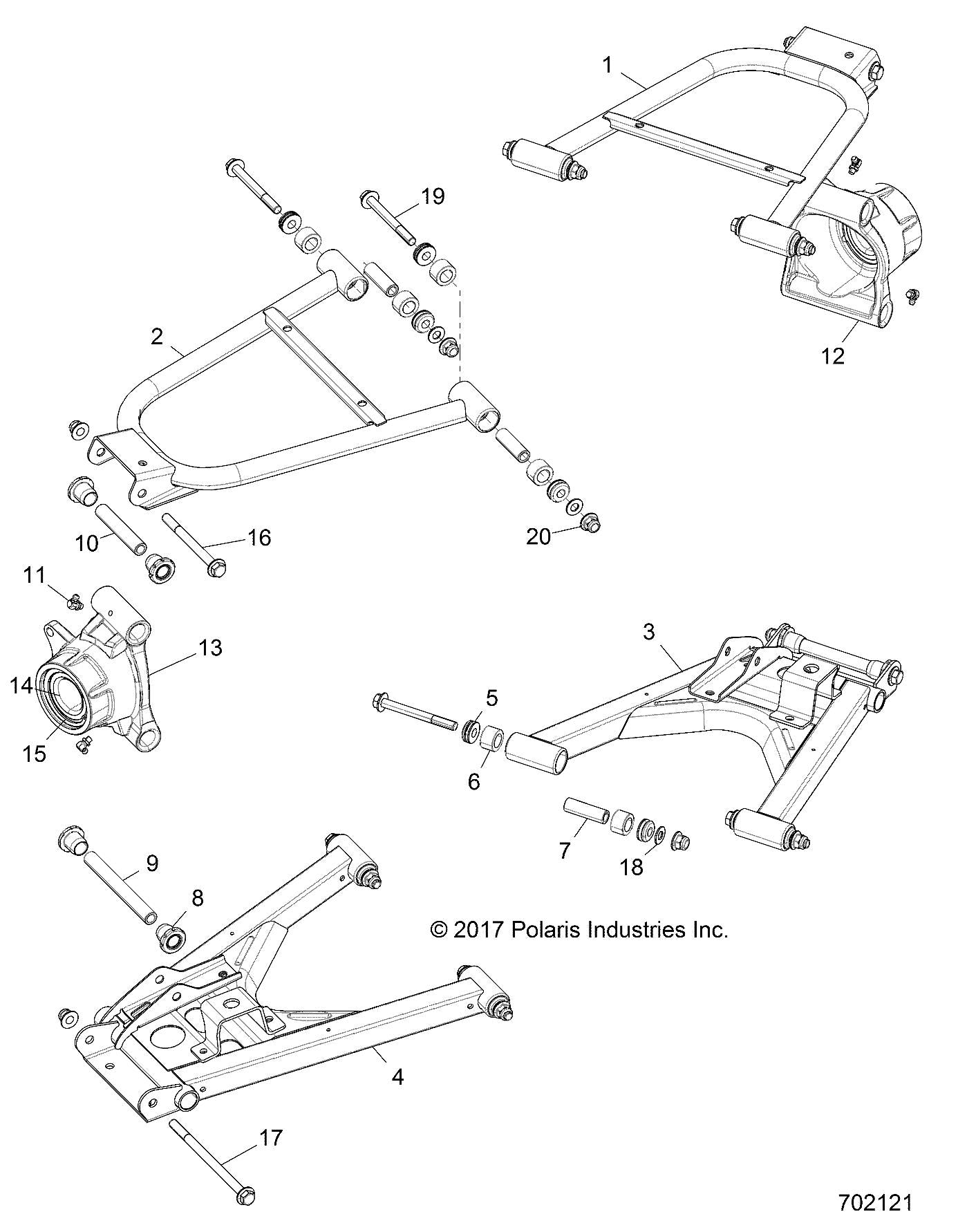POLARIS RANGER 1000D DIESEL REAR A-ARM BUSHING KIT (2018 EU/T1B ONLY)