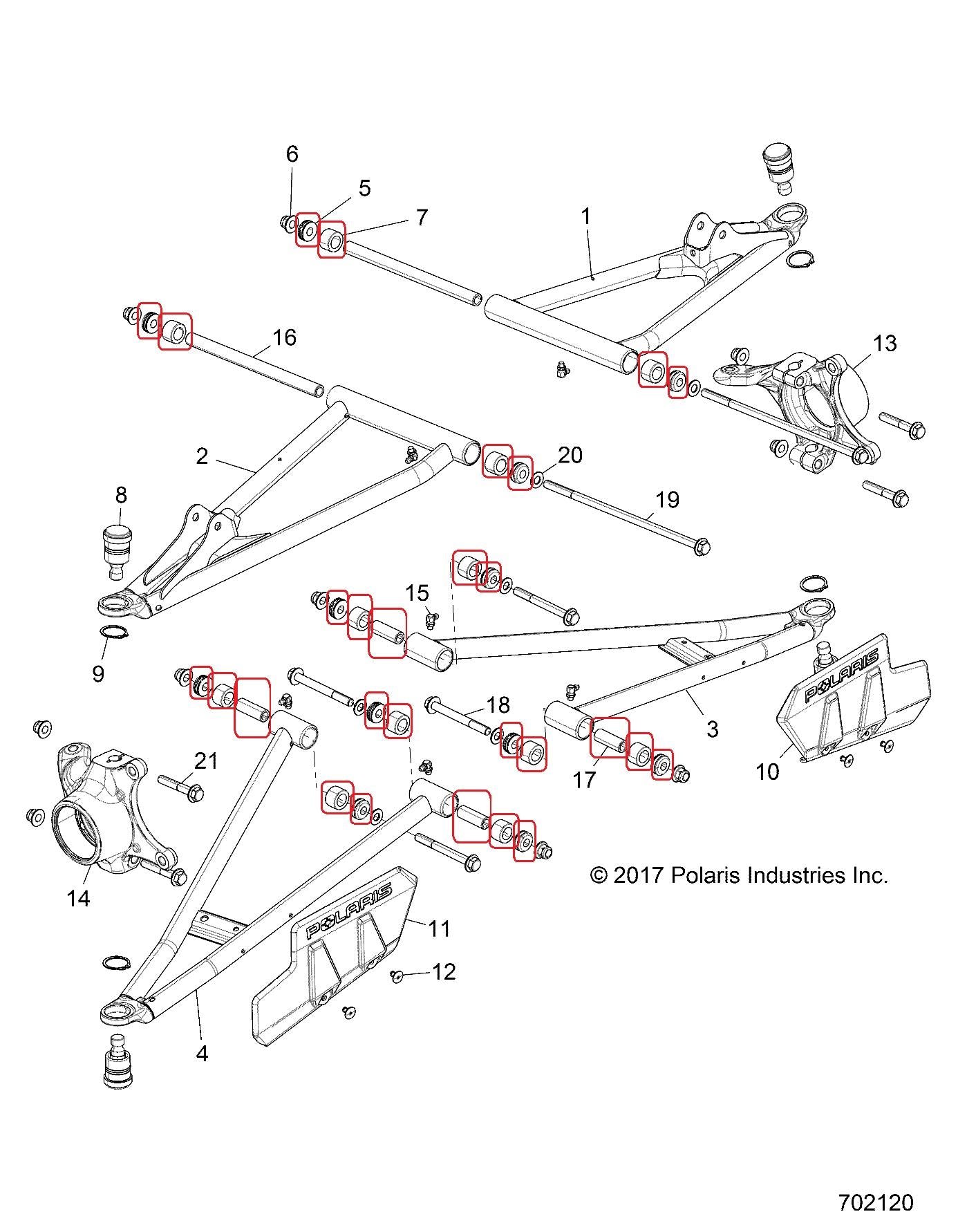 POLARIS RANGER 1000D DIESEL FRONT A-ARM BUSHING KIT 2018 ONLY