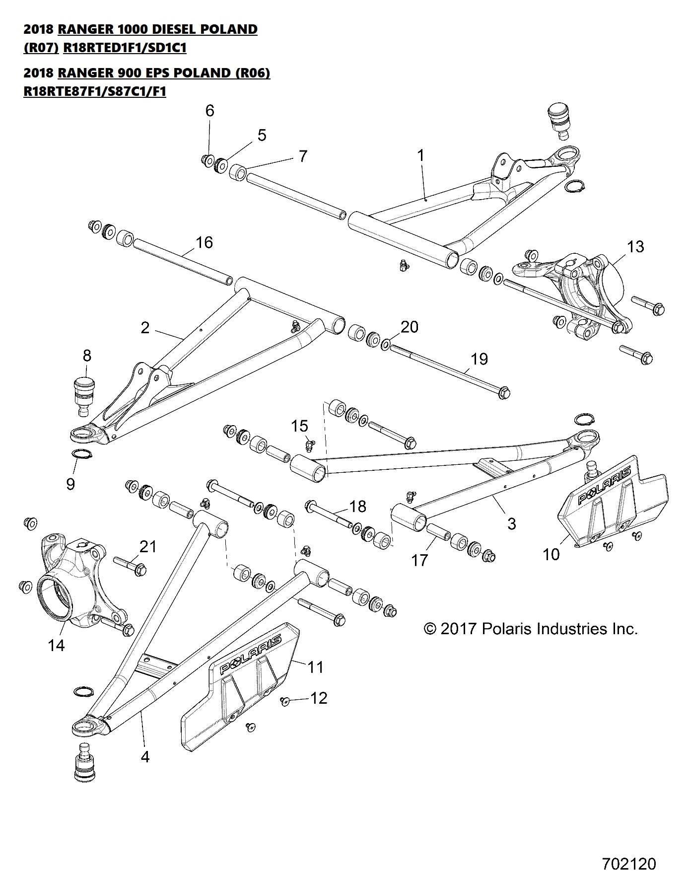 POLARIS RANGER 1000D DIESEL FRONT A-ARM BUSHING KIT 2018 ONLY