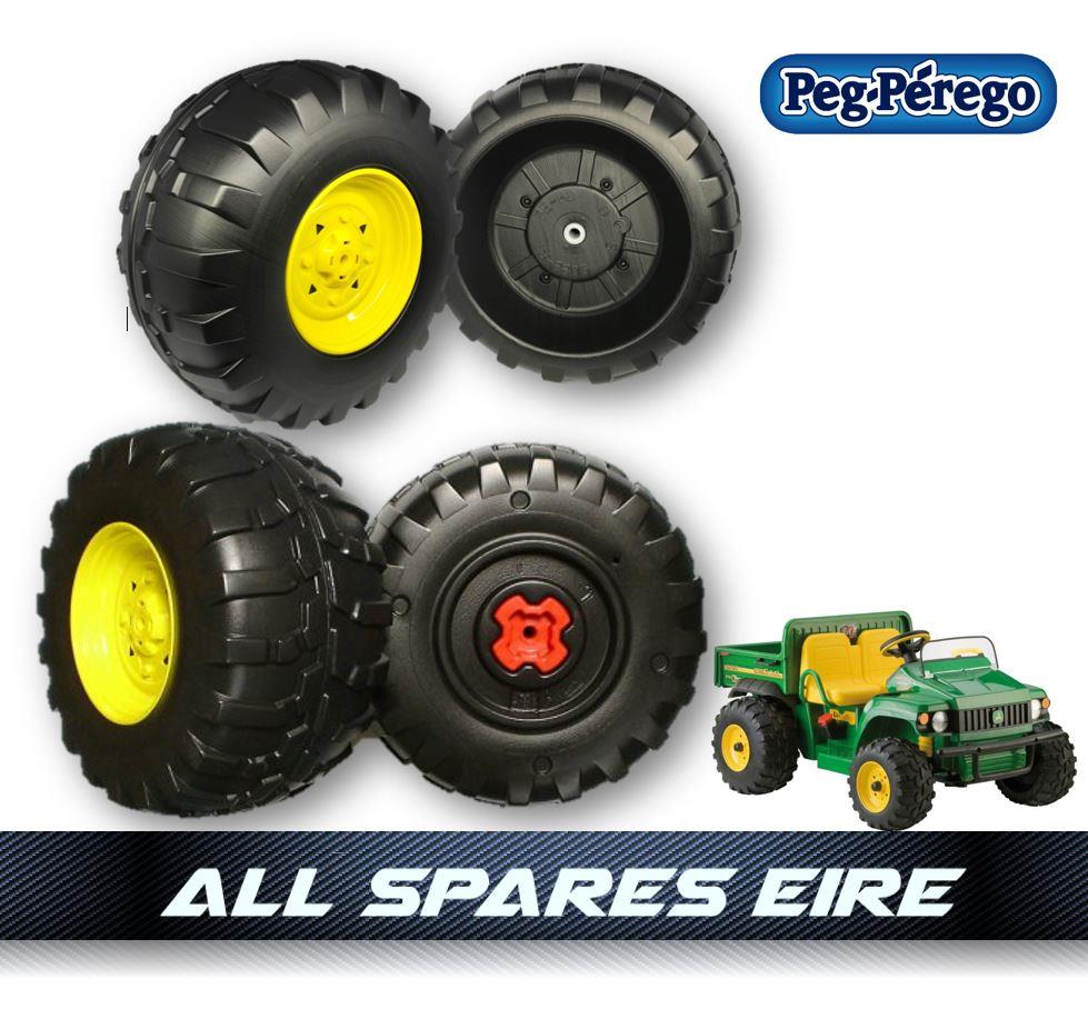 JOHN DEERE GATOR FRONT & REAR WHEELS TYRES PEG PEREGO REPLACEMENT KIT
