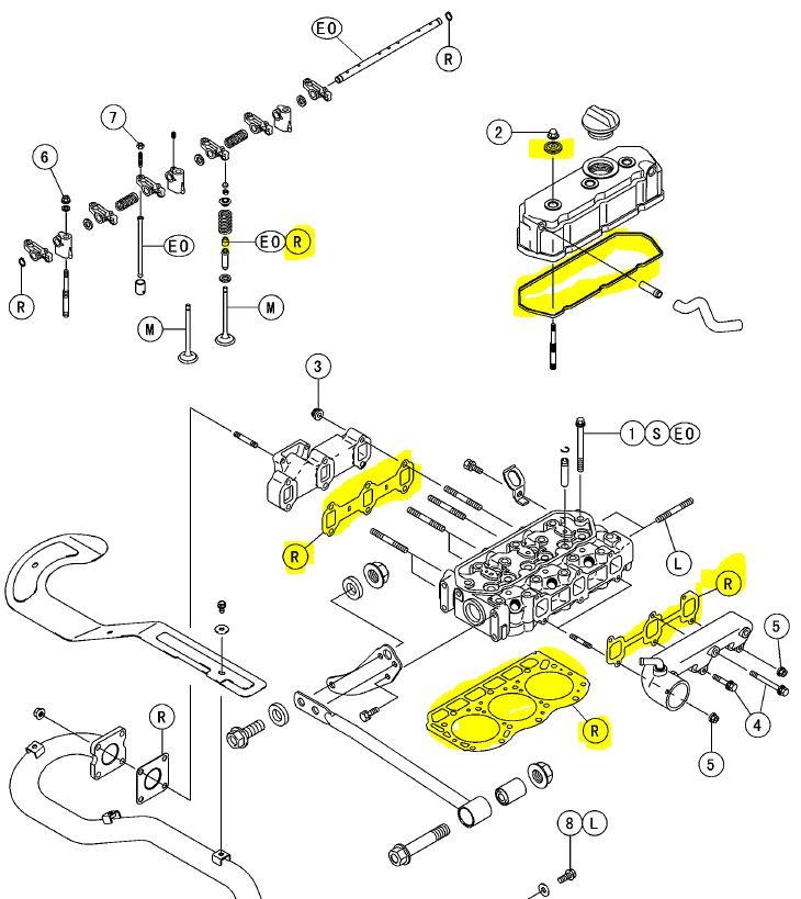 Kawasaki Mule DIesel KAF950 2510 3010 4010 Head Gasket & Seal Kit