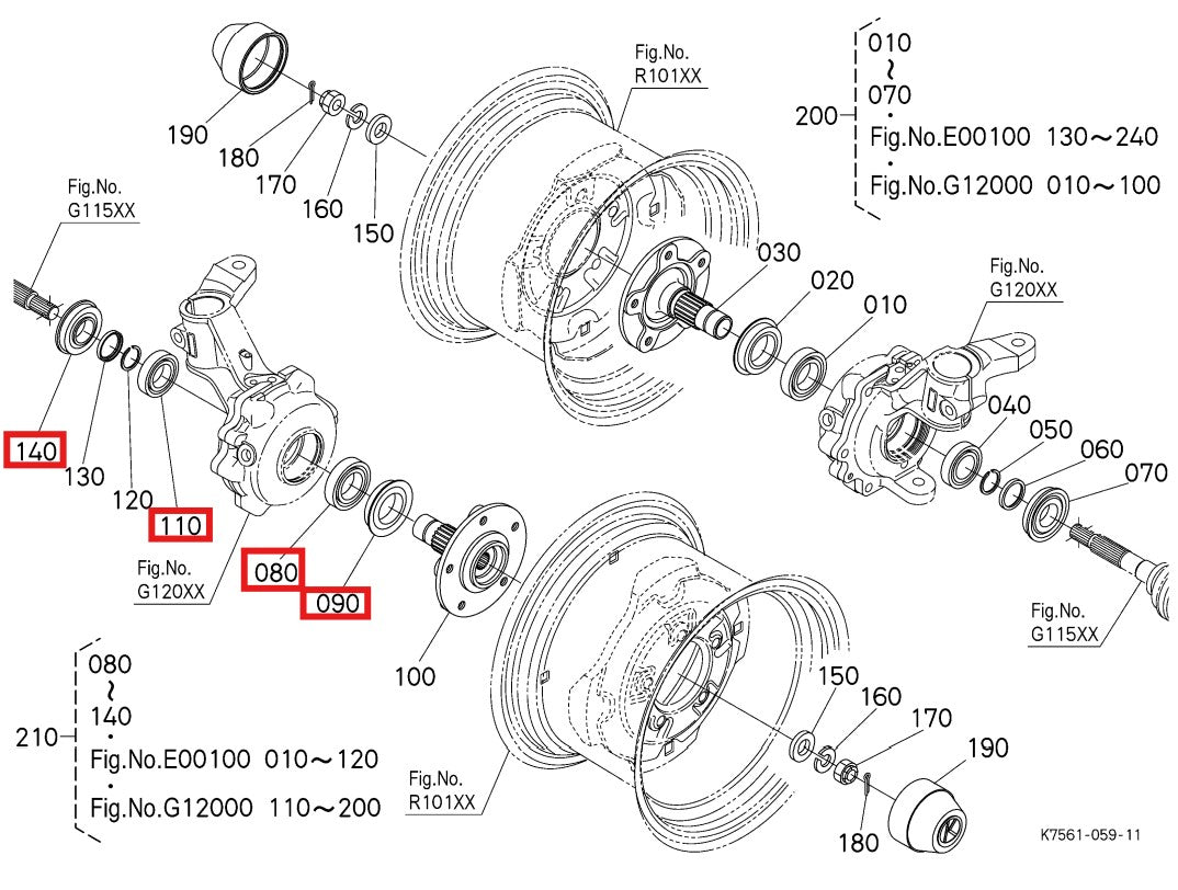 Rear Wheel Bearing & Seal Kit for Kubota RTV900 Diesel 2004-2015