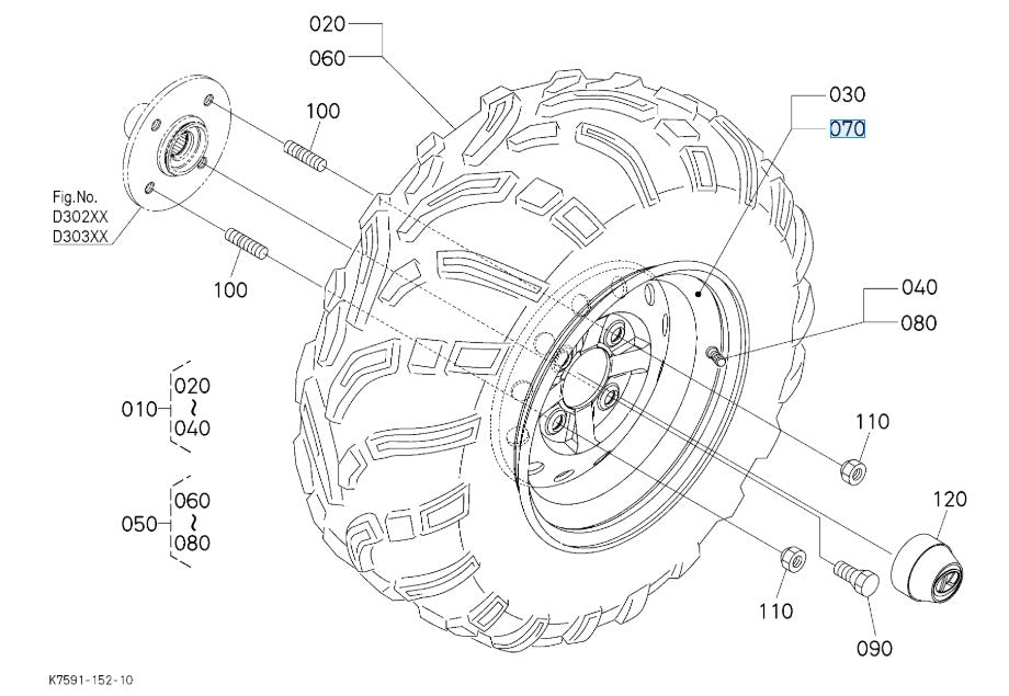 12x8.5 Wheel Rim for Kubota RTV-X900 RTVX1110
