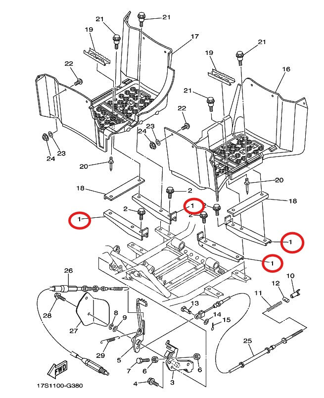 Footrest Support Bar for Yamaha Grizzly Kodiak Bruin