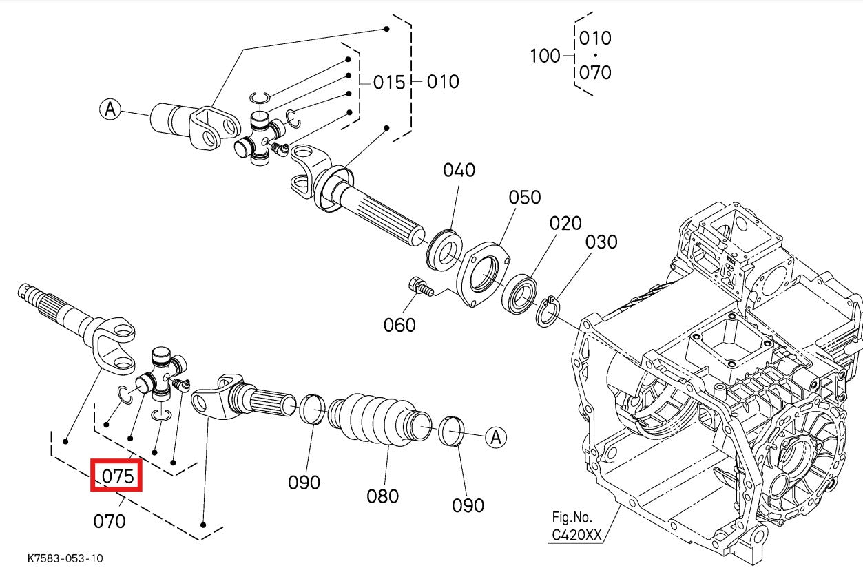 Kubota RTV900 Rear Drive Shaft Axle Propeller U Joint Spider Assembly