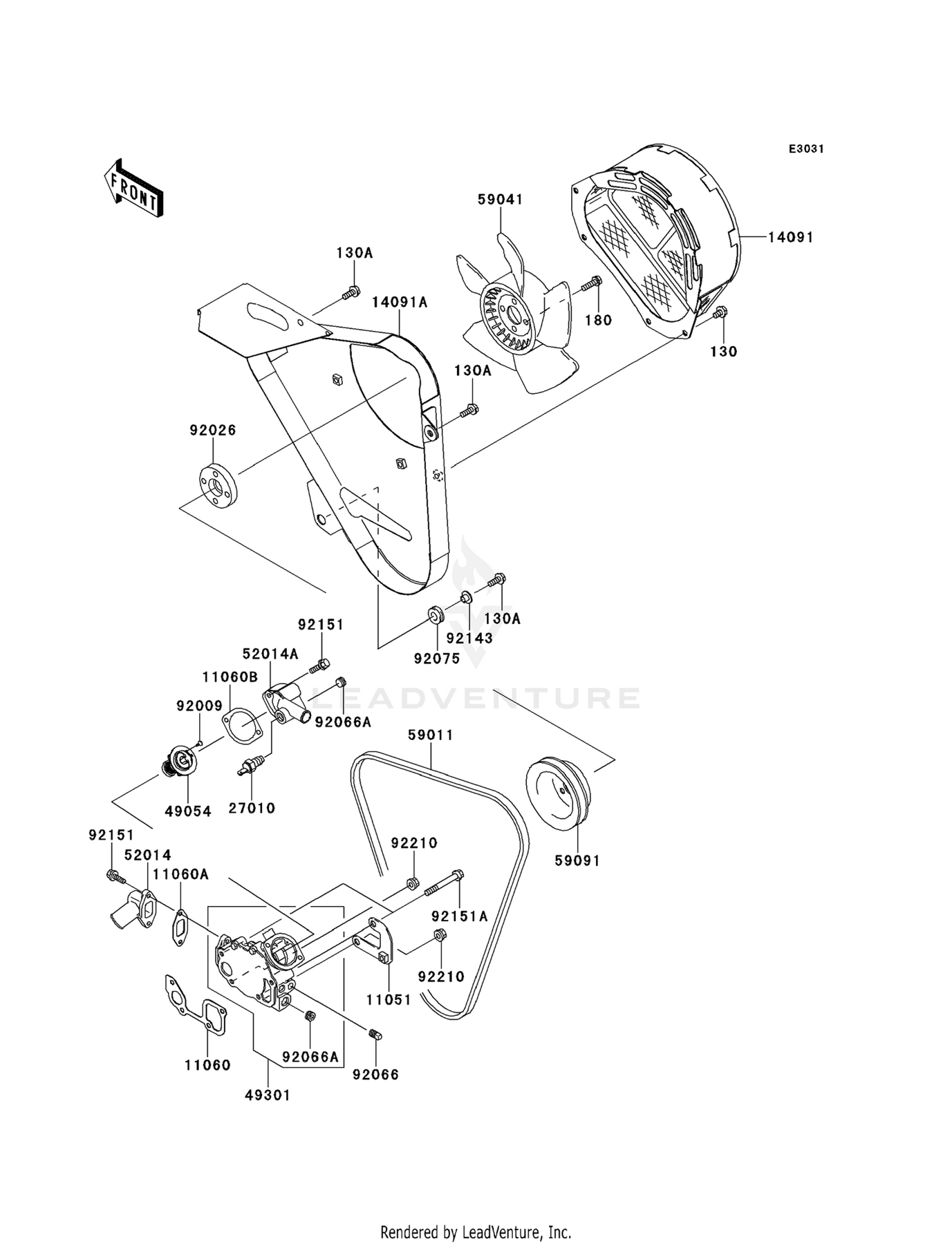 KAWASAKI MULE WATER PUMP BELT FITS KAF950 2510 3010 4010 (ALL YEARS)