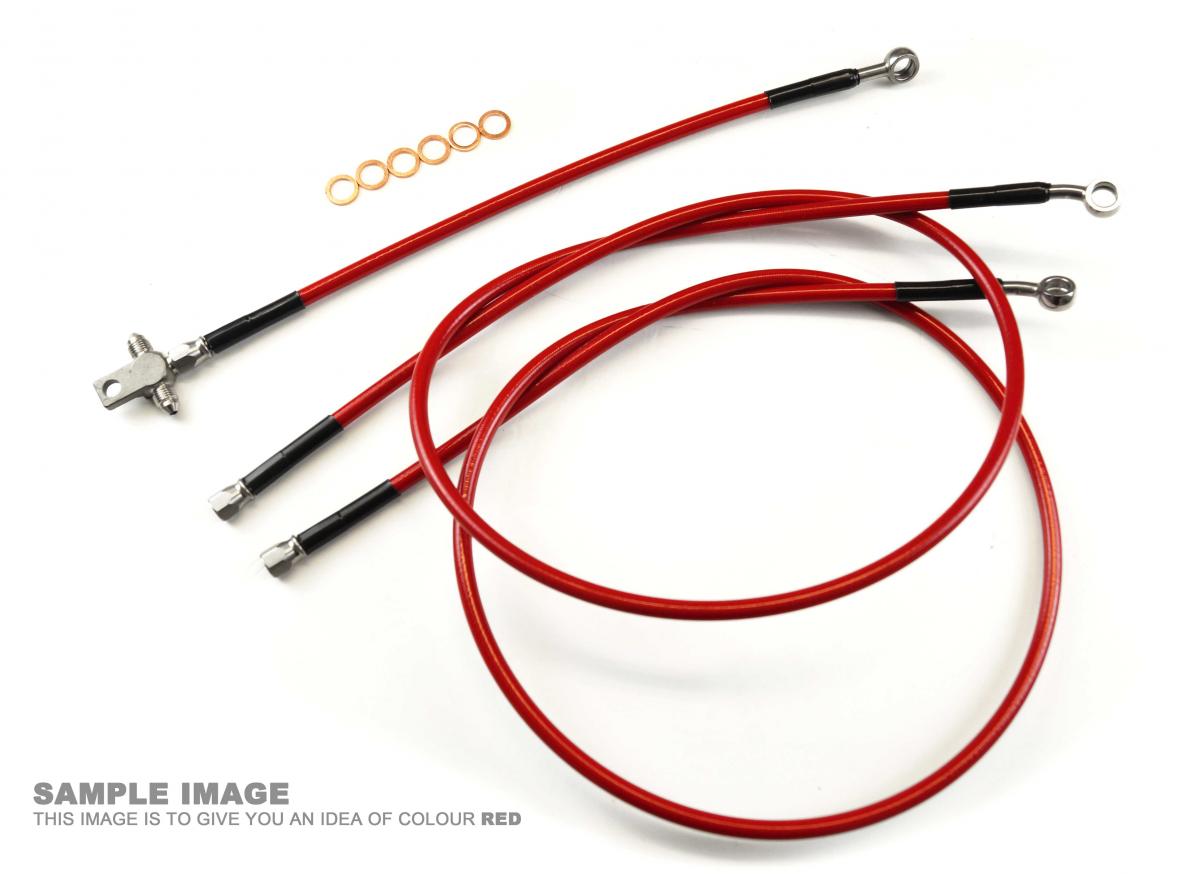 HOSE FRONT BRAKE SET/3 RED/BK LT-Z400 LT-R450 KFX400